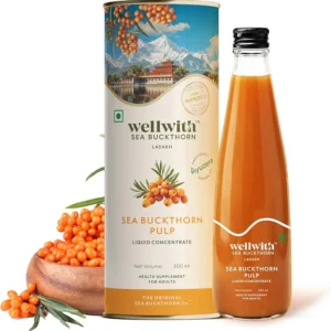Juices Argo farms : Ayuzera (Wellwith) Himalayan Sea Buckthorn Pulp Concentrate 300ml | Cold-Pressed | Makes 50 Glasses | Natural Vitamin C, Omega 3 6 7 9, Antioxidants | Immunity, Skin Glow & Gut Health Support | Juice Seabuckthorn