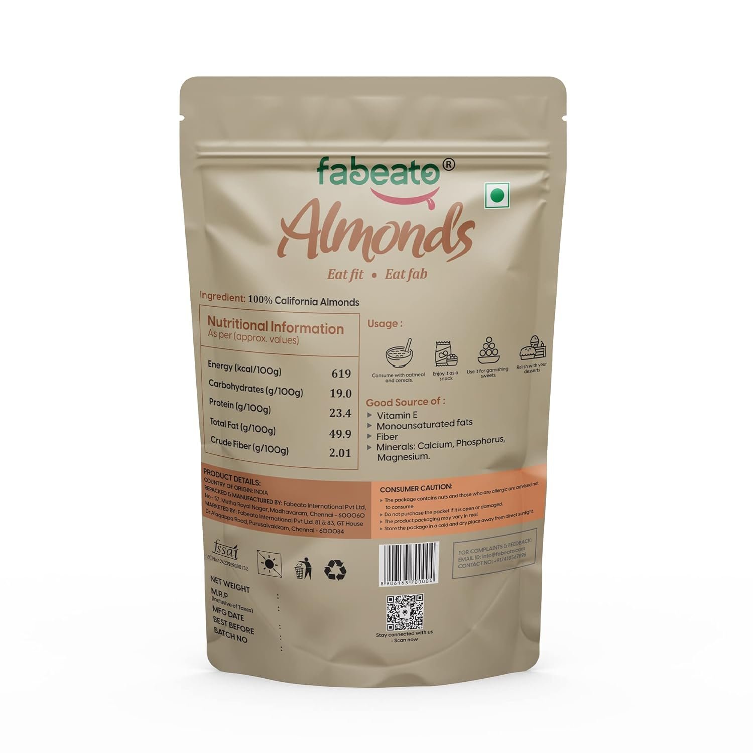 Dry fruits Aargo Farm : Fabeato Premium Dry Fruits And Nuts Combo (4 X 200 G) Almonds,Cashews,Walnut Kernels,Seedless Black Raisins, 800 Gram - Image 3