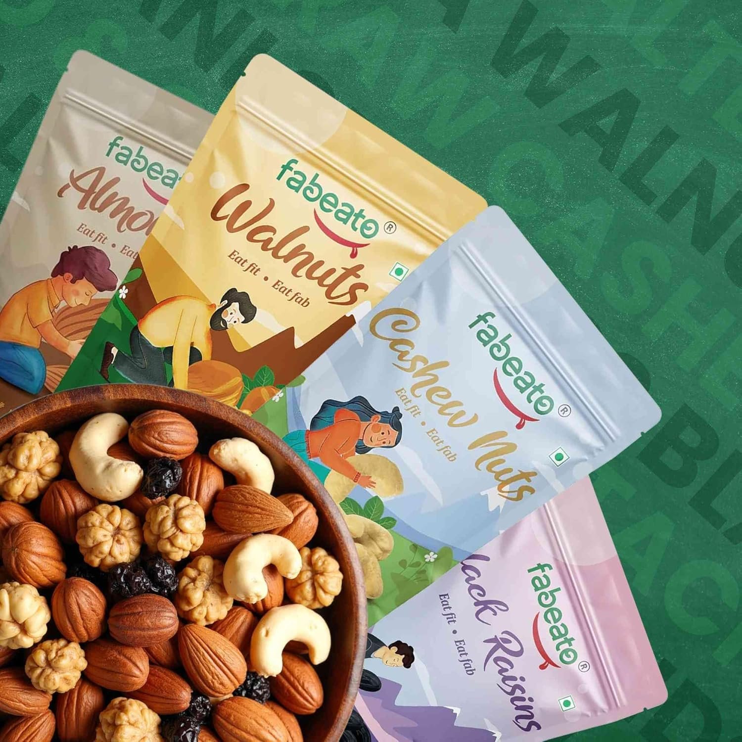 Dry fruits Aargo Farm : Fabeato Premium Dry Fruits And Nuts Combo (4 X 200 G) Almonds,Cashews,Walnut Kernels,Seedless Black Raisins, 800 Gram - Image 8